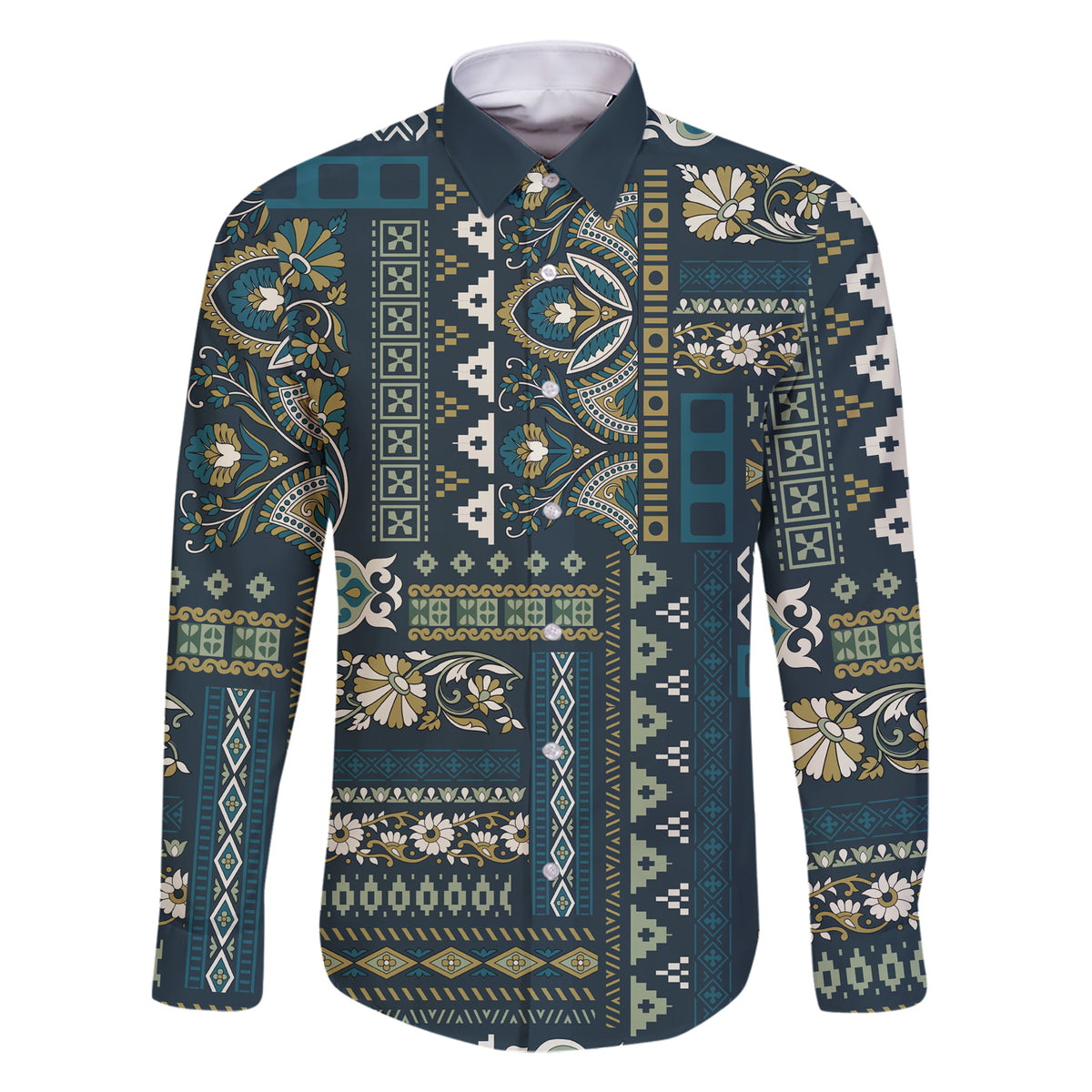 Persian Patchwork Pattern Family Matching Short Sleeve Bodycon Dress and Hawaiian Shirt Unique Blue - Wonder Print Shop