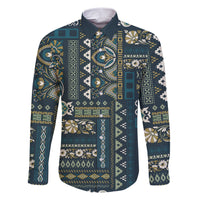 Persian Patchwork Pattern Family Matching Short Sleeve Bodycon Dress and Hawaiian Shirt Unique Blue - Wonder Print Shop