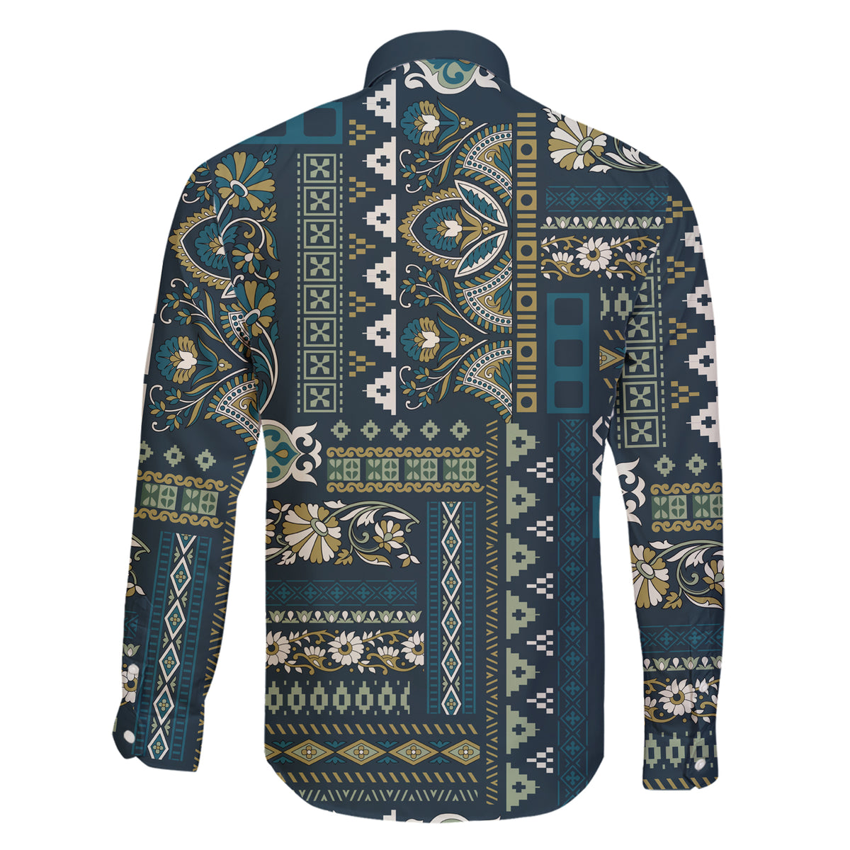 Persian Patchwork Pattern Family Matching Short Sleeve Bodycon Dress and Hawaiian Shirt Unique Blue - Wonder Print Shop
