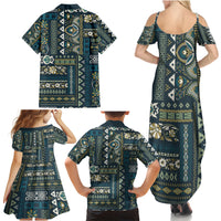 Persian Patchwork Pattern Family Matching Summer Maxi Dress and Hawaiian Shirt Unique Blue - Wonder Print Shop