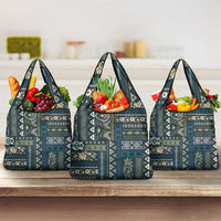 Persian Patchwork Pattern Grocery Bag Unique Blue