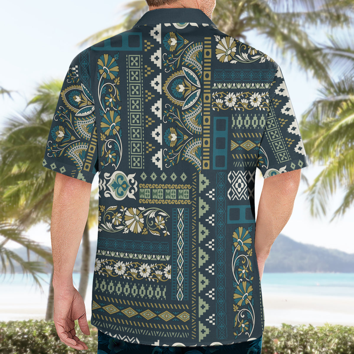 Persian Patchwork Pattern Hawaiian Shirt Unique Blue - Wonder Print Shop