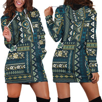 Persian Patchwork Pattern Hoodie Dress Unique Blue - Wonder Print Shop