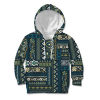 Persian Patchwork Pattern Kid Hoodie Unique Blue - Wonder Print Shop