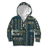 Persian Patchwork Pattern Kid Hoodie Unique Blue - Wonder Print Shop