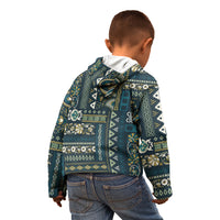 Persian Patchwork Pattern Kid Hoodie Unique Blue - Wonder Print Shop
