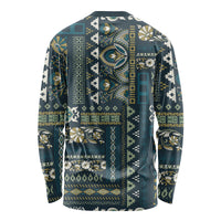 Persian Patchwork Pattern Long Sleeve Shirt Unique Blue - Wonder Print Shop
