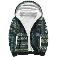 Persian Patchwork Pattern Sherpa Hoodie Unique Blue - Wonder Print Shop