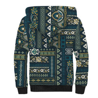 Persian Patchwork Pattern Sherpa Hoodie Unique Blue - Wonder Print Shop