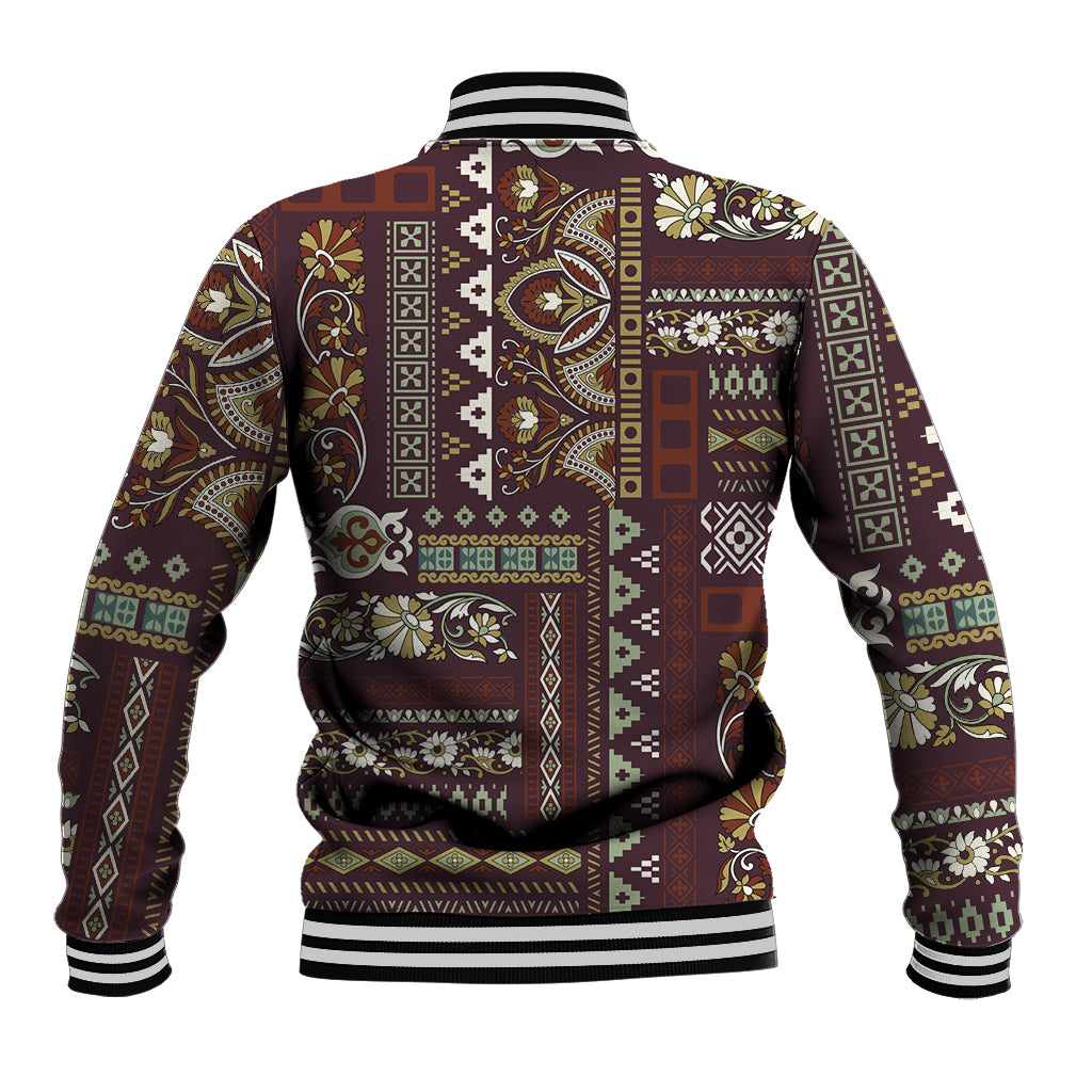 Persian Patchwork Pattern Baseball Jacket Unique Brown - Wonder Print Shop
