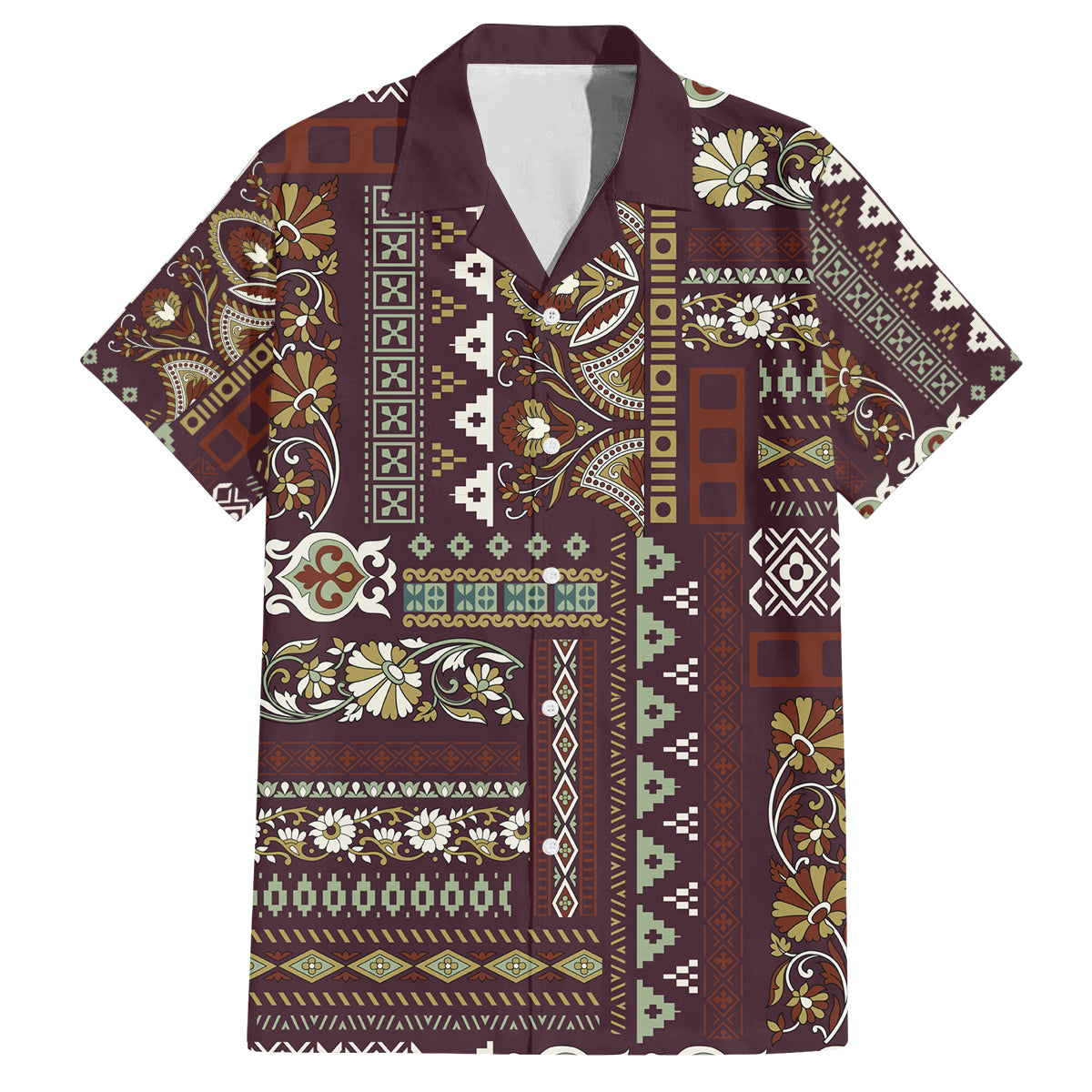 Persian Patchwork Pattern Family Matching Long Sleeve Bodycon Dress and Hawaiian Shirt Unique Brown - Wonder Print Shop