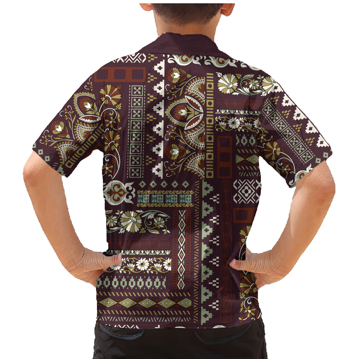 Persian Patchwork Pattern Family Matching Mermaid Dress and Hawaiian Shirt Unique Brown - Wonder Print Shop