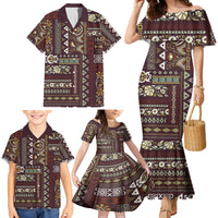Persian Patchwork Pattern Family Matching Mermaid Dress and Hawaiian Shirt Unique Brown - Wonder Print Shop