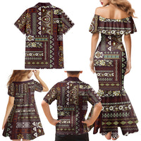 Persian Patchwork Pattern Family Matching Mermaid Dress and Hawaiian Shirt Unique Brown - Wonder Print Shop