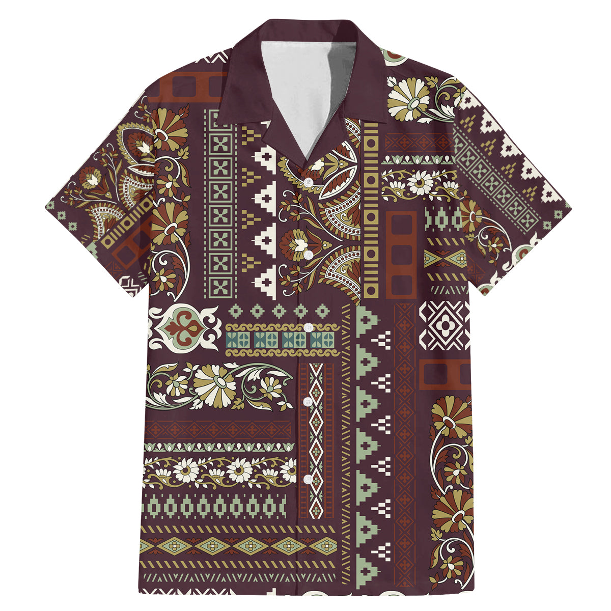 Persian Patchwork Pattern Family Matching Mermaid Dress and Hawaiian Shirt Unique Brown - Wonder Print Shop