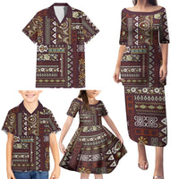 Persian Patchwork Pattern Family Matching Puletasi and Hawaiian Shirt Unique Brown - Wonder Print Shop