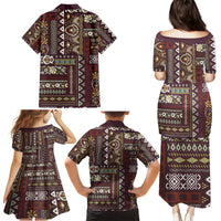 Persian Patchwork Pattern Family Matching Puletasi and Hawaiian Shirt Unique Brown - Wonder Print Shop