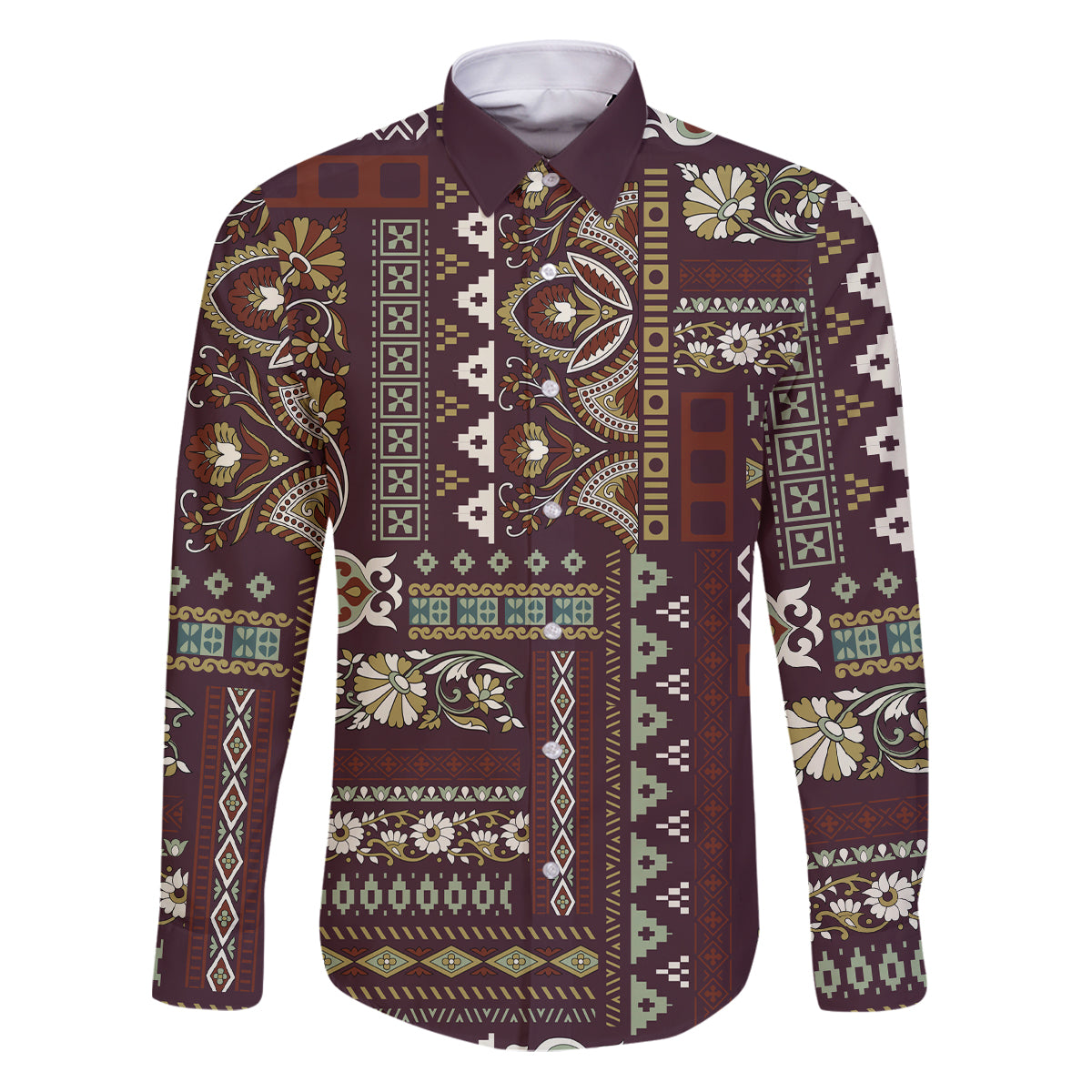 Persian Patchwork Pattern Family Matching Puletasi and Hawaiian Shirt Unique Brown - Wonder Print Shop