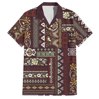 Persian Patchwork Pattern Family Matching Short Sleeve Bodycon Dress and Hawaiian Shirt Unique Brown - Wonder Print Shop
