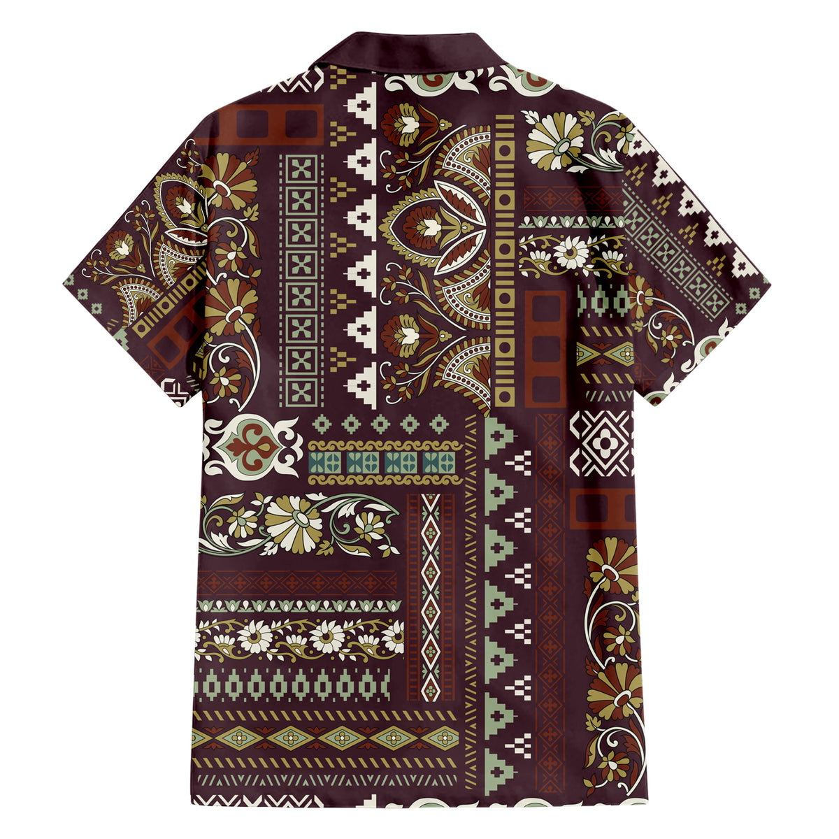 Persian Patchwork Pattern Family Matching Short Sleeve Bodycon Dress and Hawaiian Shirt Unique Brown - Wonder Print Shop