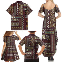 Persian Patchwork Pattern Family Matching Summer Maxi Dress and Hawaiian Shirt Unique Brown - Wonder Print Shop