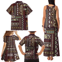 Persian Patchwork Pattern Family Matching Tank Maxi Dress and Hawaiian Shirt Unique Brown - Wonder Print Shop