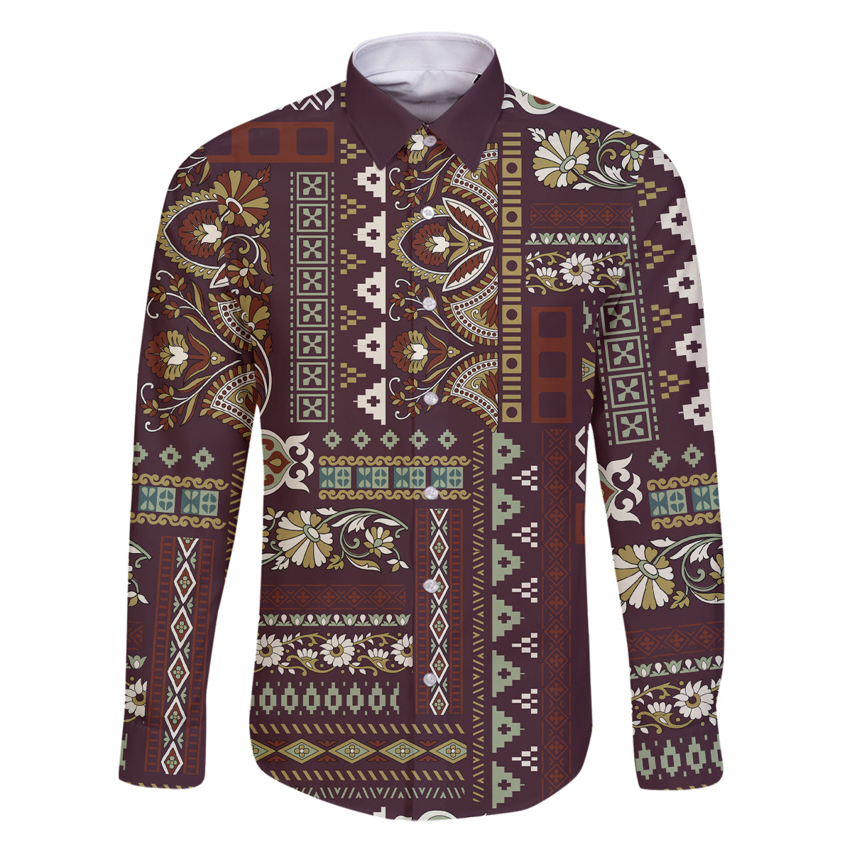 Persian Patchwork Pattern Family Matching Tank Maxi Dress and Hawaiian Shirt Unique Brown - Wonder Print Shop