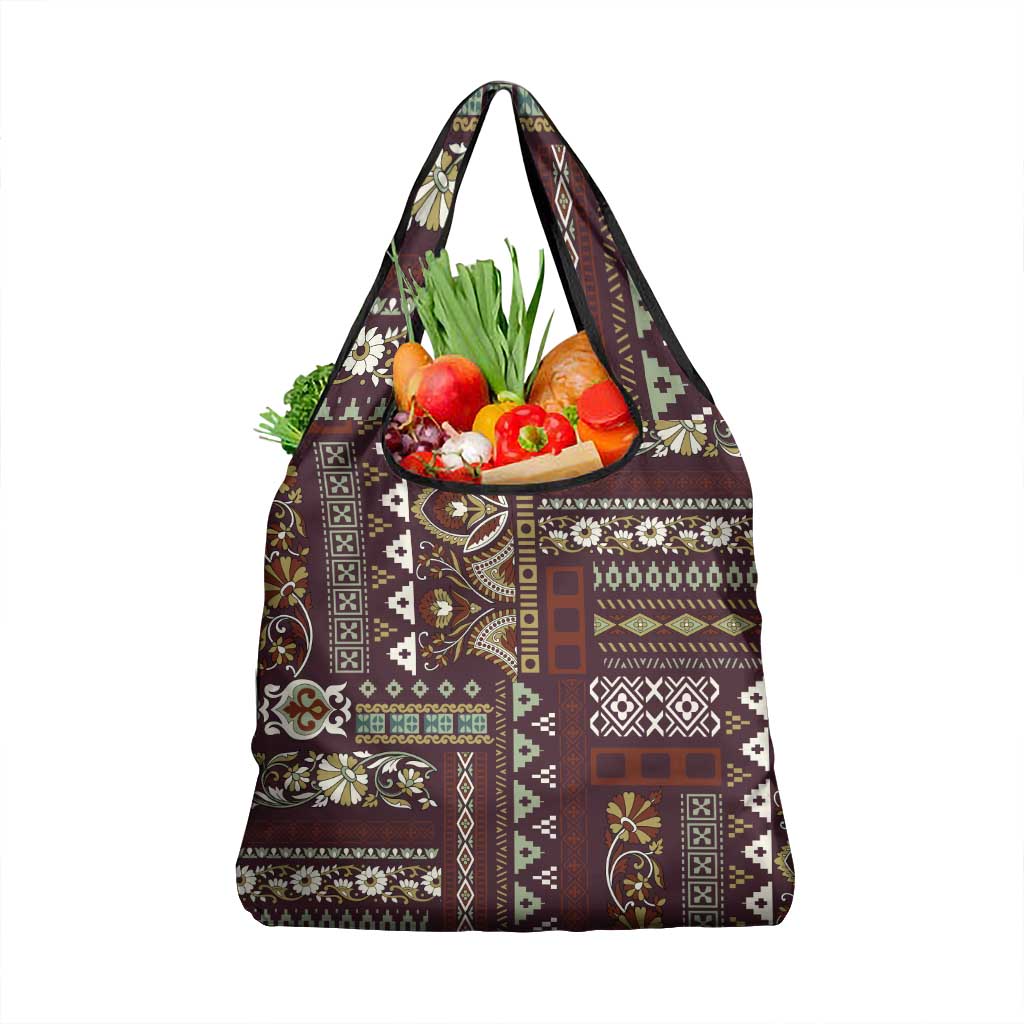 Persian Patchwork Pattern Grocery Bag Unique Brown
