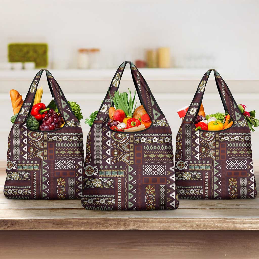 Persian Patchwork Pattern Grocery Bag Unique Brown