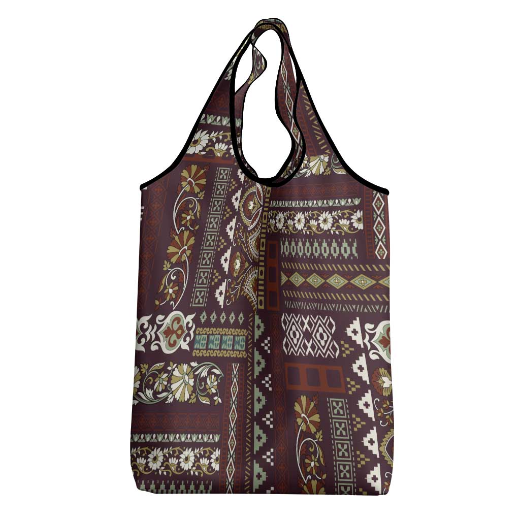 Persian Patchwork Pattern Grocery Bag Unique Brown