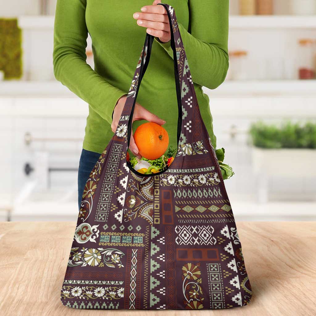 Persian Patchwork Pattern Grocery Bag Unique Brown