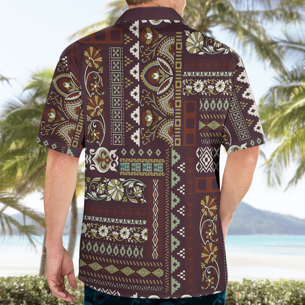 Persian Patchwork Pattern Hawaiian Shirt Unique Brown - Wonder Print Shop