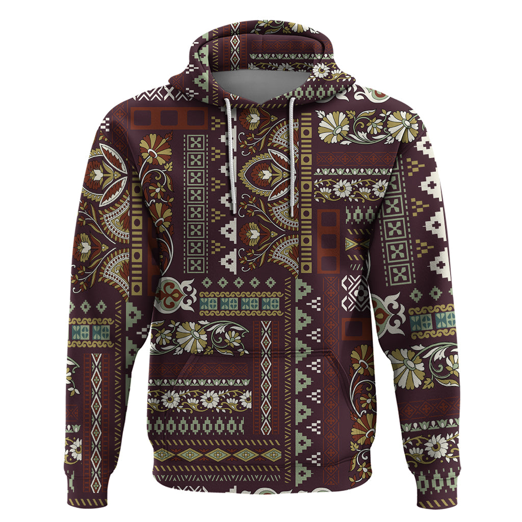 Persian Patchwork Pattern Hoodie Unique Brown - Wonder Print Shop
