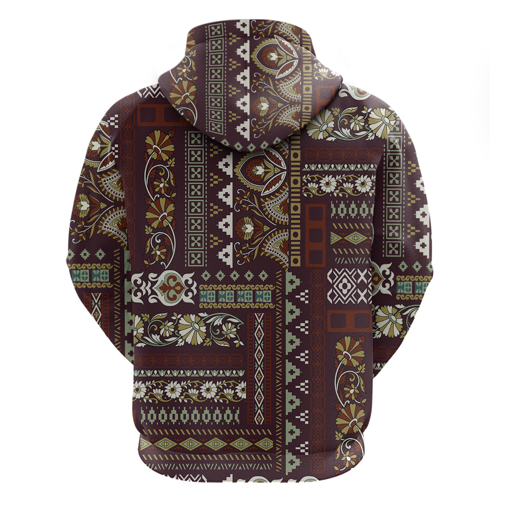 Persian Patchwork Pattern Hoodie Unique Brown - Wonder Print Shop
