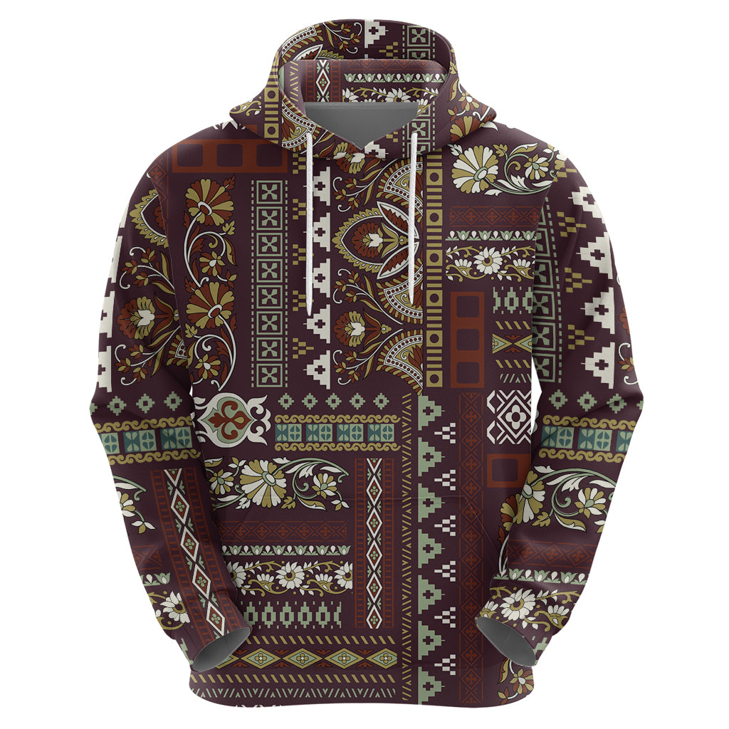Persian Patchwork Pattern Hoodie Unique Brown - Wonder Print Shop