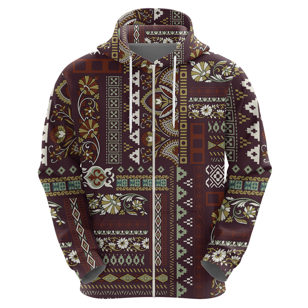 Persian Patchwork Pattern Hoodie Unique Brown - Wonder Print Shop