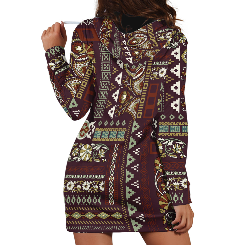 Persian Patchwork Pattern Hoodie Dress Unique Brown - Wonder Print Shop