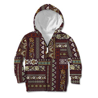 Persian Patchwork Pattern Kid Hoodie Unique Brown - Wonder Print Shop