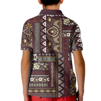 Persian Patchwork Pattern Kid Polo Shirt Unique Brown - Wonder Print Shop