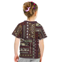 Persian Patchwork Pattern Kid T Shirt Unique Brown - Wonder Print Shop