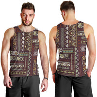 Persian Patchwork Pattern Men Tank Top Unique Brown - Wonder Print Shop