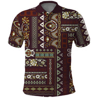 Persian Patchwork Pattern Polo Shirt Unique Brown - Wonder Print Shop