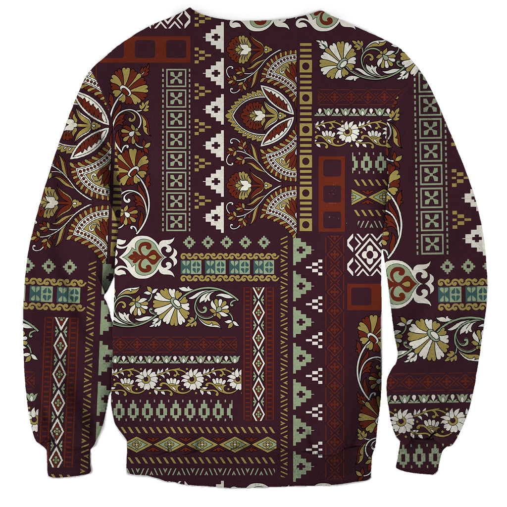 Persian Patchwork Pattern Sweatshirt Unique Brown - Wonder Print Shop
