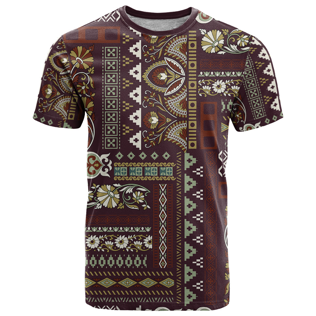 Persian Patchwork Pattern T Shirt Unique Brown - Wonder Print Shop