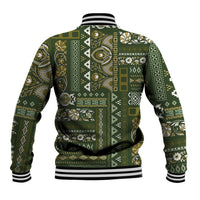 Persian Patchwork Pattern Baseball Jacket Unique Green - Wonder Print Shop