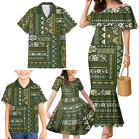 Persian Patchwork Pattern Family Matching Mermaid Dress and Hawaiian Shirt Unique Green - Wonder Print Shop