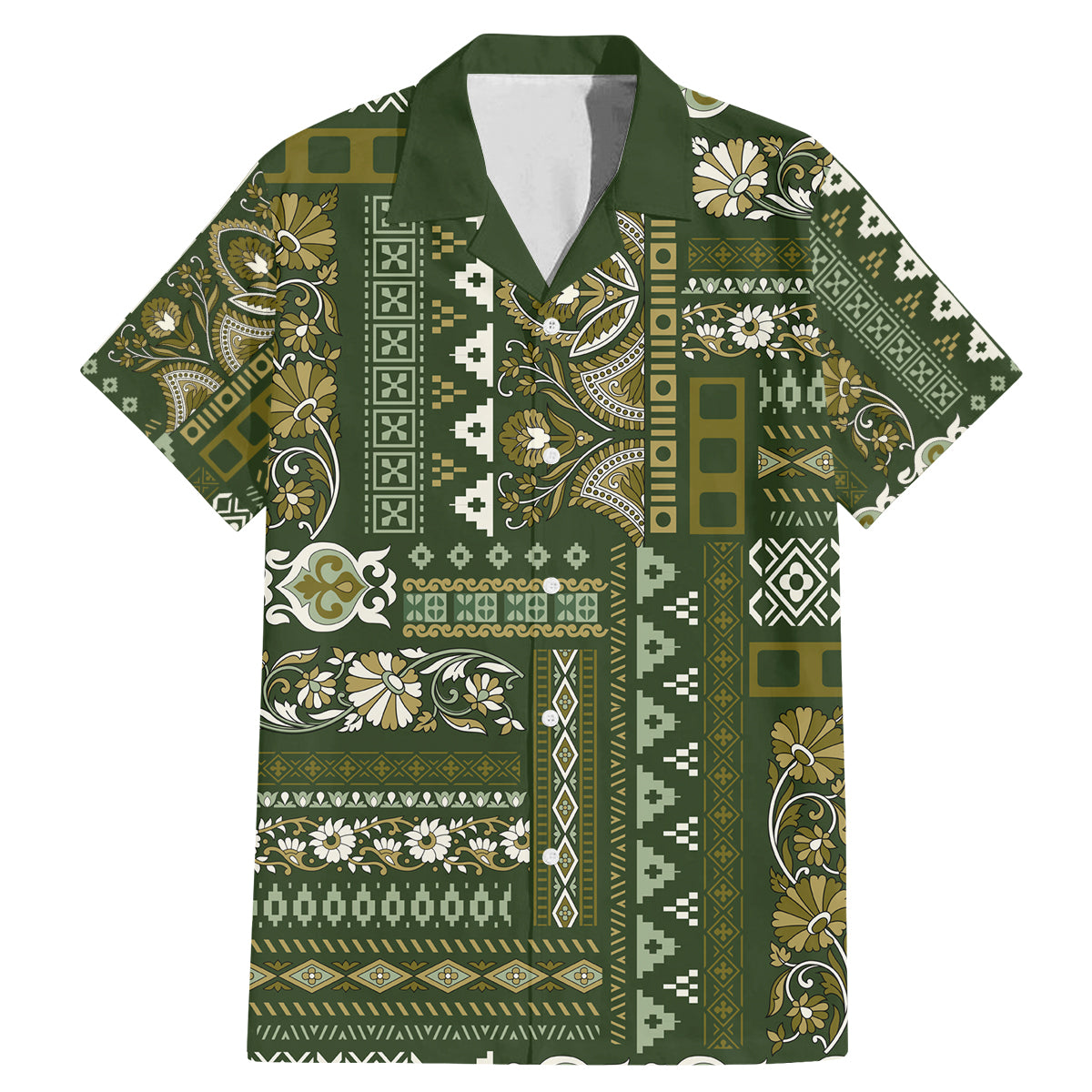 Persian Patchwork Pattern Family Matching Mermaid Dress and Hawaiian Shirt Unique Green - Wonder Print Shop