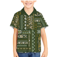 Persian Patchwork Pattern Family Matching Mermaid Dress and Hawaiian Shirt Unique Green - Wonder Print Shop