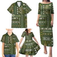 Persian Patchwork Pattern Family Matching Puletasi and Hawaiian Shirt Unique Green - Wonder Print Shop