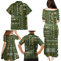 Persian Patchwork Pattern Family Matching Puletasi and Hawaiian Shirt Unique Green - Wonder Print Shop